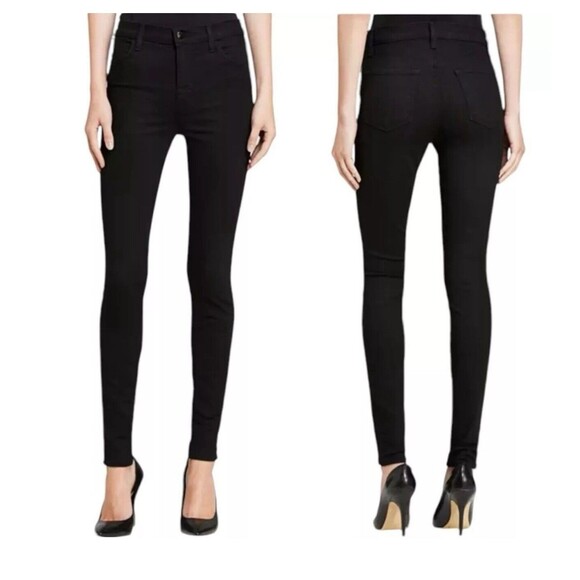 J BRAND Shadow Womens 29 Mid Rise Stretch Skinny Leg Jeans Black Dark Wash Denim - Picture 1 of 13